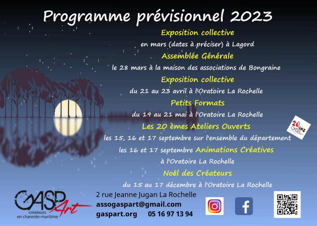 programme culturel prévisionnel 2023 asso gaspart